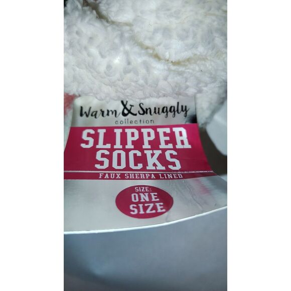 New Womens Warm & Snuggly Socks Gray One Size Faux Sherpa Lined Knit - Picture 3 of 3